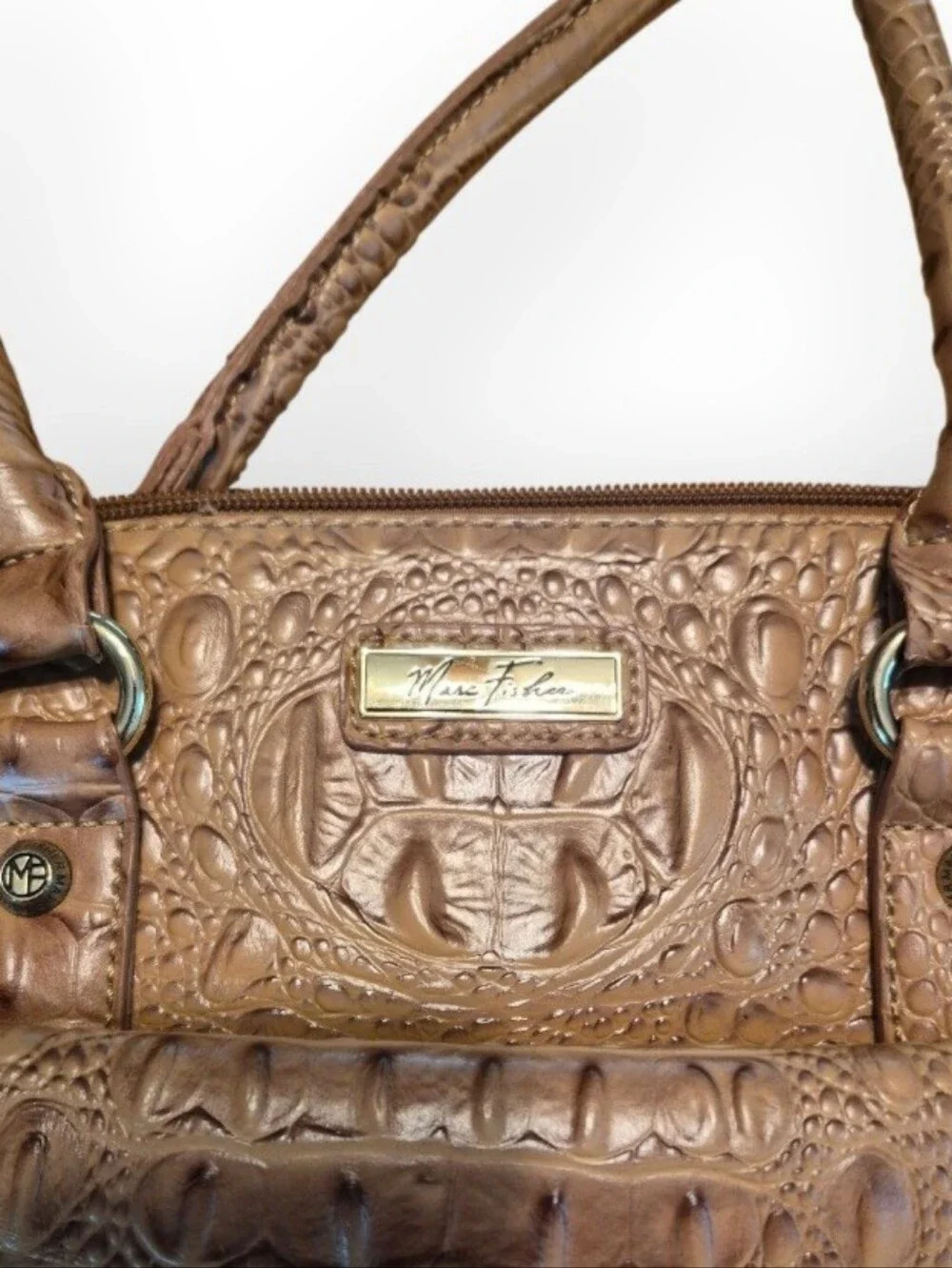Mark Fisher Vintage Croc-Embossed Dome  Satchel in Brown